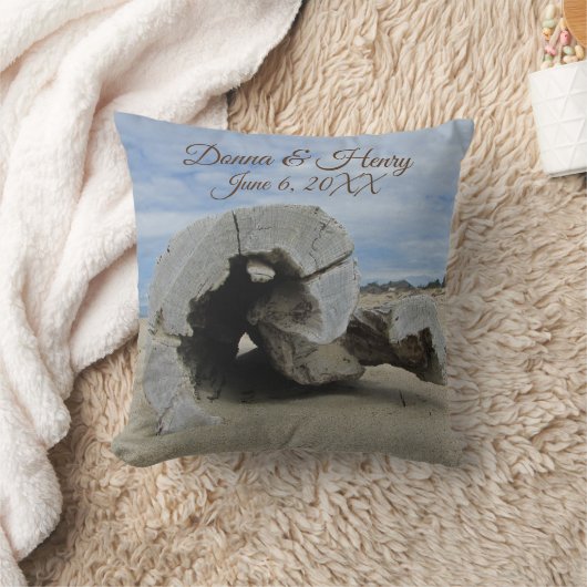 Coussin Cérémonie de mariage Keepsaké Beach unique bois d' (Couverture)