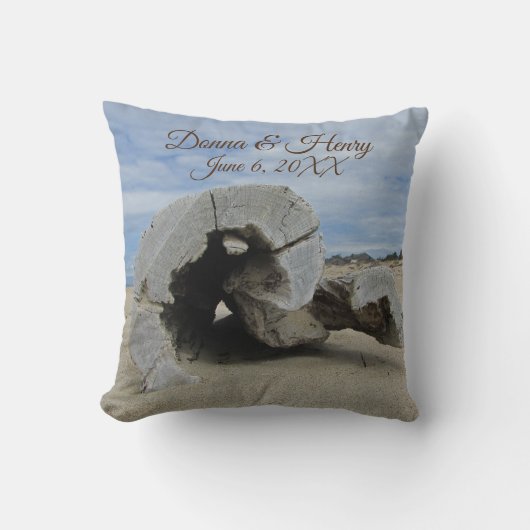 Coussin Cérémonie de mariage Keepsaké Beach unique bois d' (Recto)