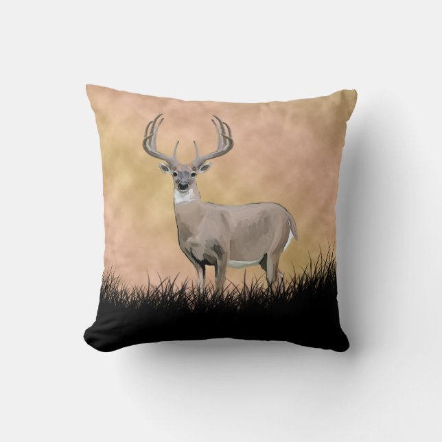 Coussin Cerf à queue blanche Rustique (Recto)
