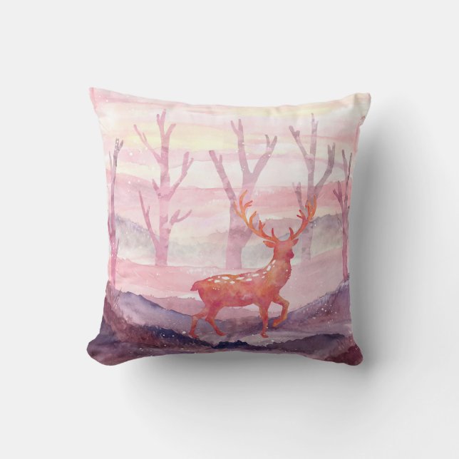 Coussin Cerf dans la forêt (Recto)