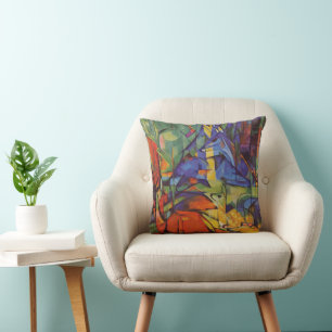 Coussin Cerf dans la forêt II par Franz Marc, Art Vintage
