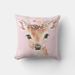 Coussin Cerf de Bébé doux avec couronne de fleurs   Pépini