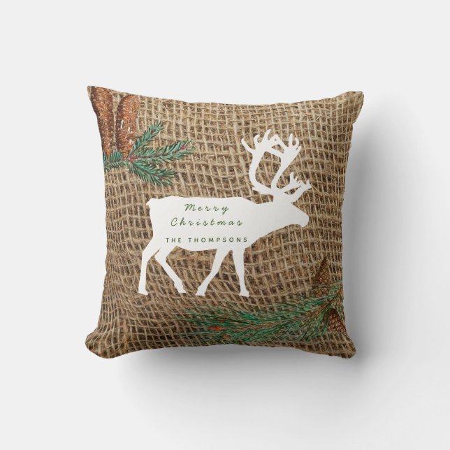 Coussin Cerf de la forêt de pins rustiques (Recto)