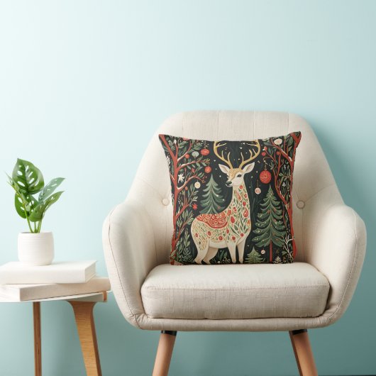 Coussin Cerf de Noël de la forêt de minuit (Chaise)