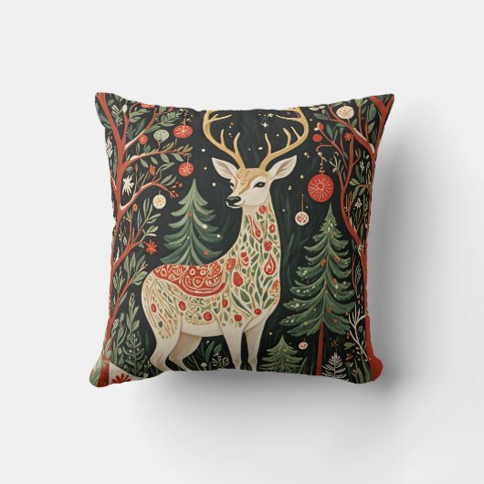 Coussin Cerf de Noël de la forêt de minuit (Verso)