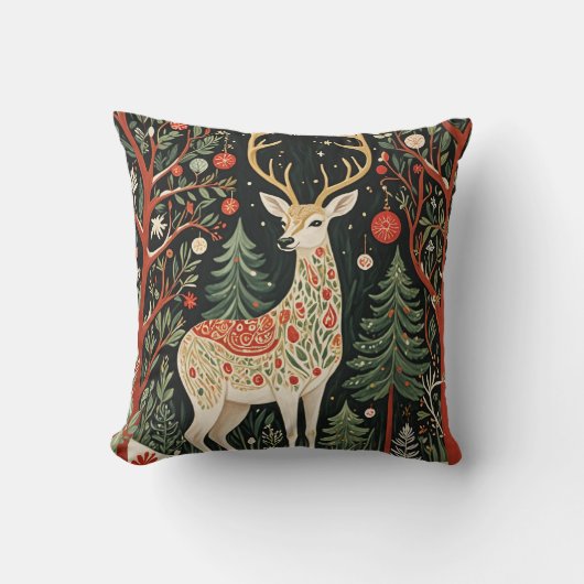 Coussin Cerf de Noël de la forêt de minuit (Recto)