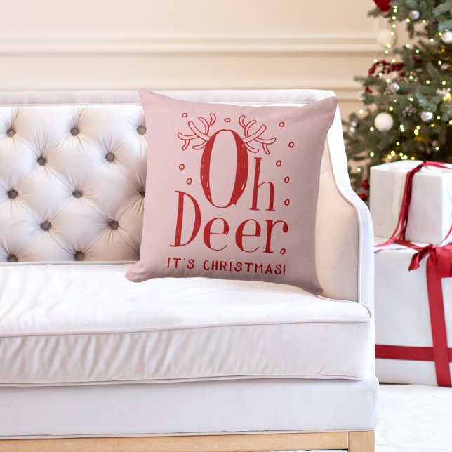 Coussin Cerf de Noël drôle d'illustration lancer l'oreille (Créateur téléchargé)
