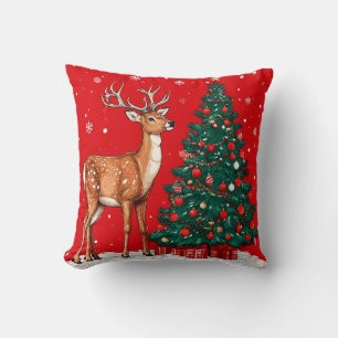Coussin Cerf de Noël Joyeux Noël – Fêtes de fin d'année