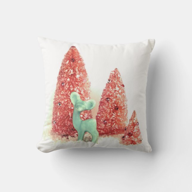 Coussin Cerf de Noël rétro (Recto)