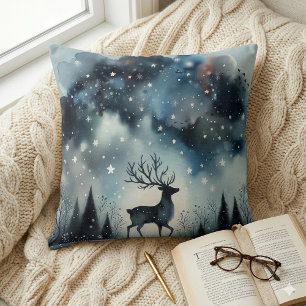 Coussin Cerf de Nuit d'Hiver Étoilé