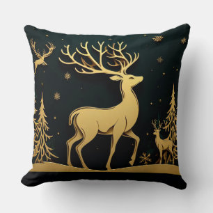 Coussin Cerf élégant – Silhouette de la forêt dorée