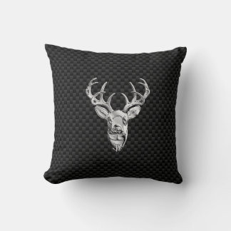 Coussin Cerf en argent élégant sur fibre de carbone