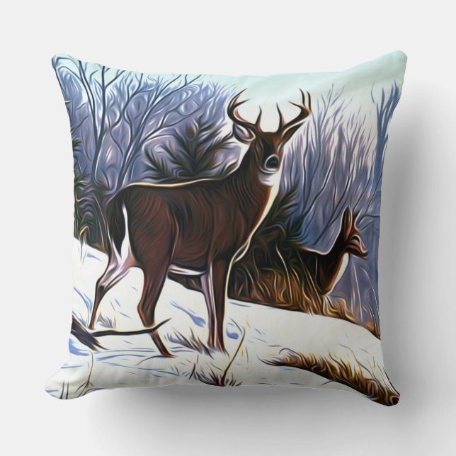 Coussin Cerf En Hiver (Recto)