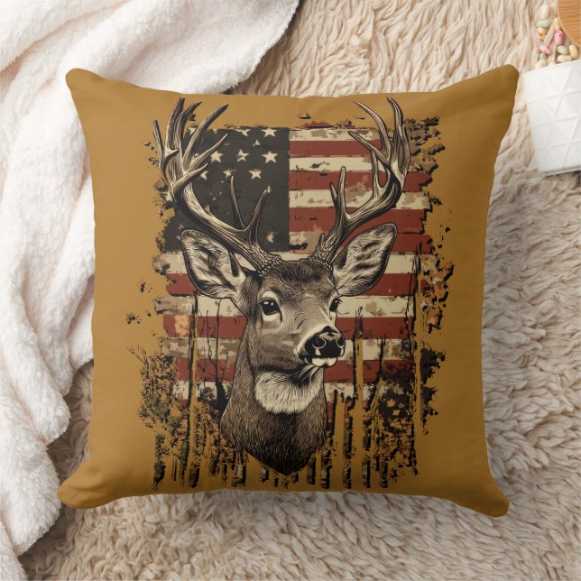 Coussin Cerf et campagne USA (Couverture)