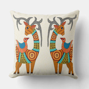 Coussin Cerf et oiseau indiens