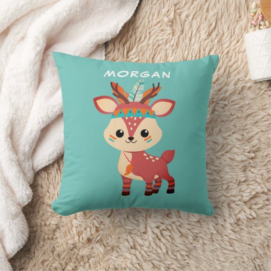 Coussin Cerf indien, Nom ou Message, Sarcelle (Couverture)