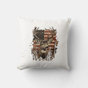 Coussin Cerf, Saison de Buck Drapeau USA