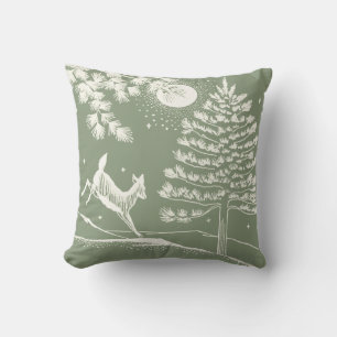 Coussin Cerf vert Sage dans l'oreiller à lancer de neige