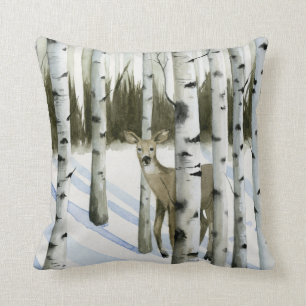 Coussin Cerfs communs en chutes de neige