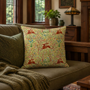 Coussin Cerfs dans le motif rétro Art nouveau de la forêt