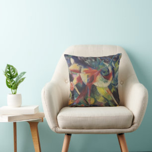 Coussin Cerfs dans un jardin fleuri par Franz Marc, Art Vi