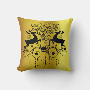 Coussin Cerfs de Noël Silhouettes noires Jeu d'oreiller