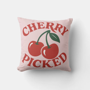 Coussin Cerise cueillie Graphique de fruit rétro branché R