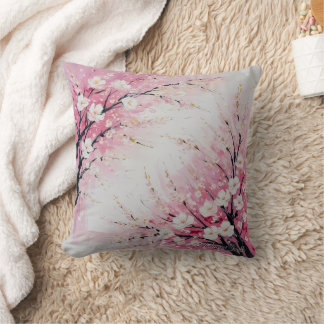Coussin Cerise Fleur Abstraite - Rose doux