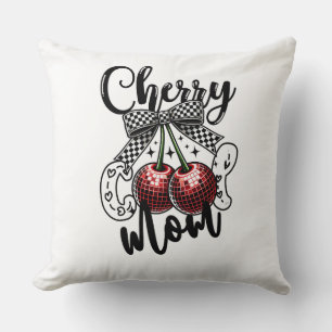 Coussin Cerises Disco Rouge Maman Cool Cerises à Carreaux