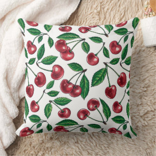 Coussin Cerises rouges sur blanc