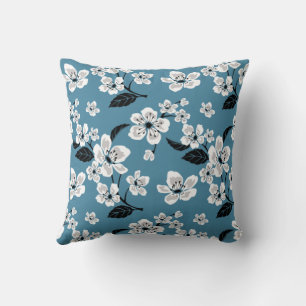 COUSSIN CERISIER EN FLEURS - SAKURA (BLEU FUMÉ)