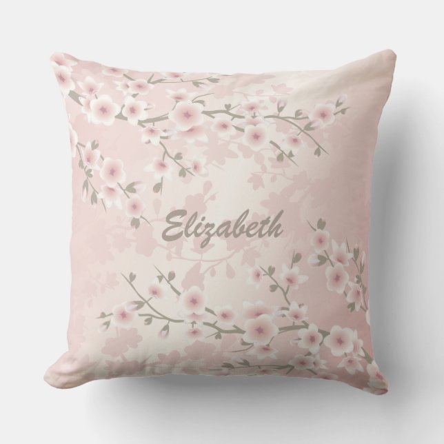 Coussin Cerisier Fleur Apricot Vintage Floral Monogramme (Recto)