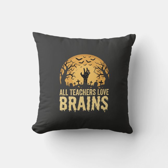 Coussin Cerveaux de professeurs d'Halloween (Recto)