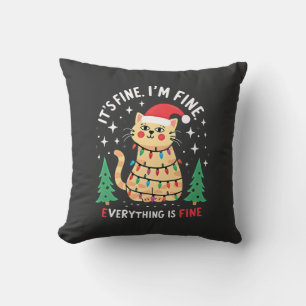 Coussin C'est Bien Je Suis Fin Tout Va Bien Xmas Cat Chr