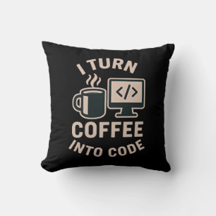 Coussin C'est drôle qu'il transforme le café en code