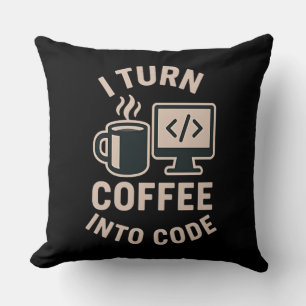 Coussin C'est drôle qu'il transforme le café en code