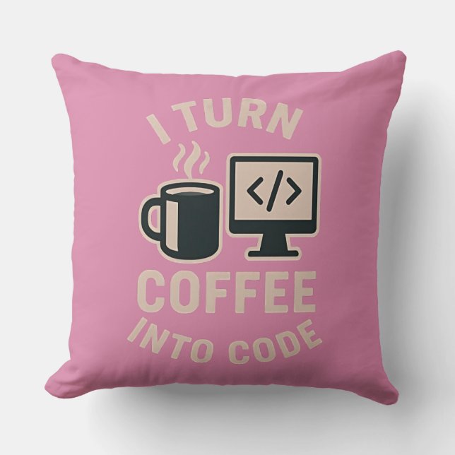 Coussin C'est drôle qu'il transforme le café en code (Recto)