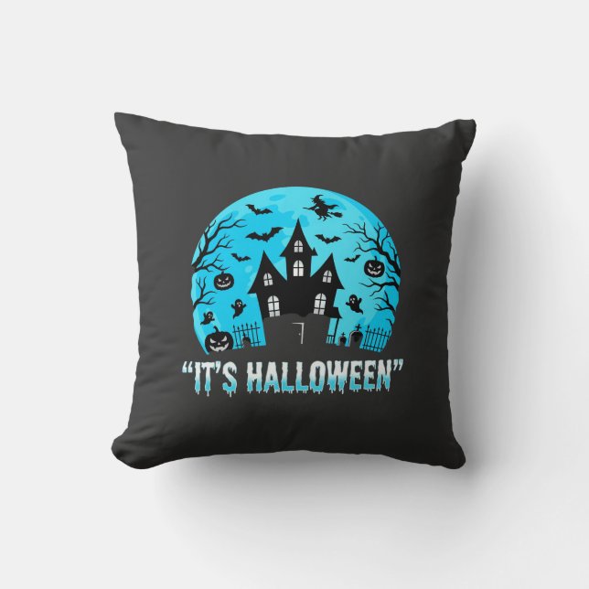 Coussin C'est Halloween Maison Hantée Conception Chauve-so (Recto)
