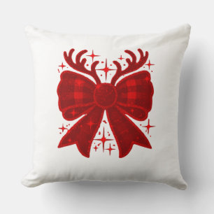 Coussin C'est la saison Arc de Noël Motif à carreaux Rouge