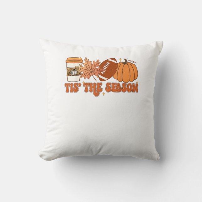 Coussin C'Est La Saison Citrouille Leaf Thanksgiving Footb (Recto)