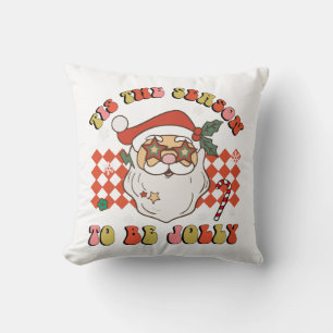 Coussin C'est la saison d'être joyeux Noël Santa Rétro G