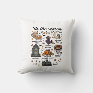 Coussin C'est la saison Halloween Sorcière Citrouille Crân