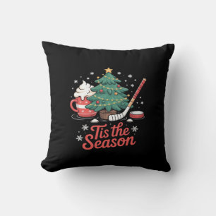 Coussin C'Est La Saison Hockey Coffee Tree Hockey Noël