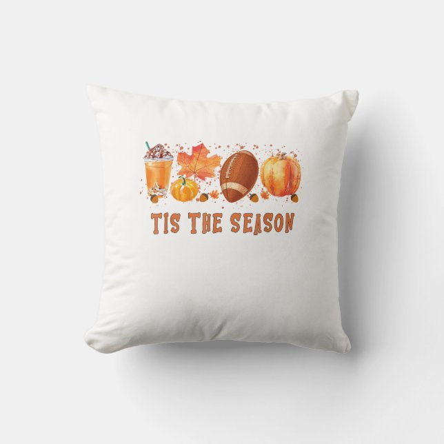 Coussin C'Est La Saison Leopard Football Halloween Automne (Recto)