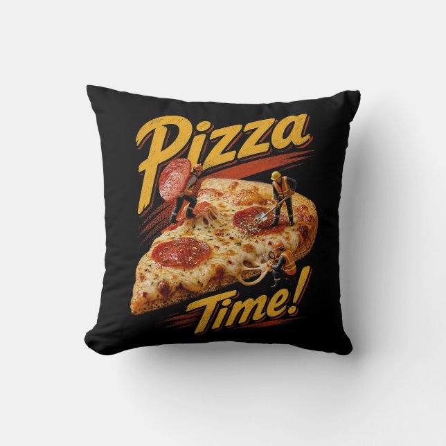 Coussin C'est l'heure de la pizza ! (Recto)