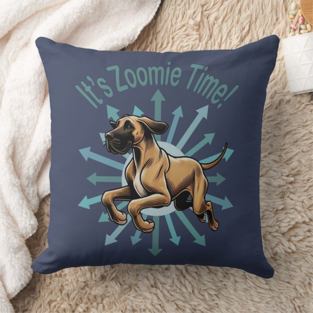 Coussin C'est l'heure de Zoomie Great Dane (Couverture)