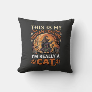 Coussin C'est Mon Costume D'humain Réellement Chat Hallowe