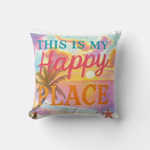 Coussin C'est mon endroit heureux - Plage Tropicale