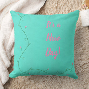 Coussin C'est un nouveau jour, bourgeons de fleurs roses o