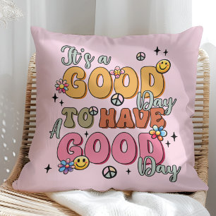 Coussin "C'est une Bonne Journée" Couleur Rétro Positivité